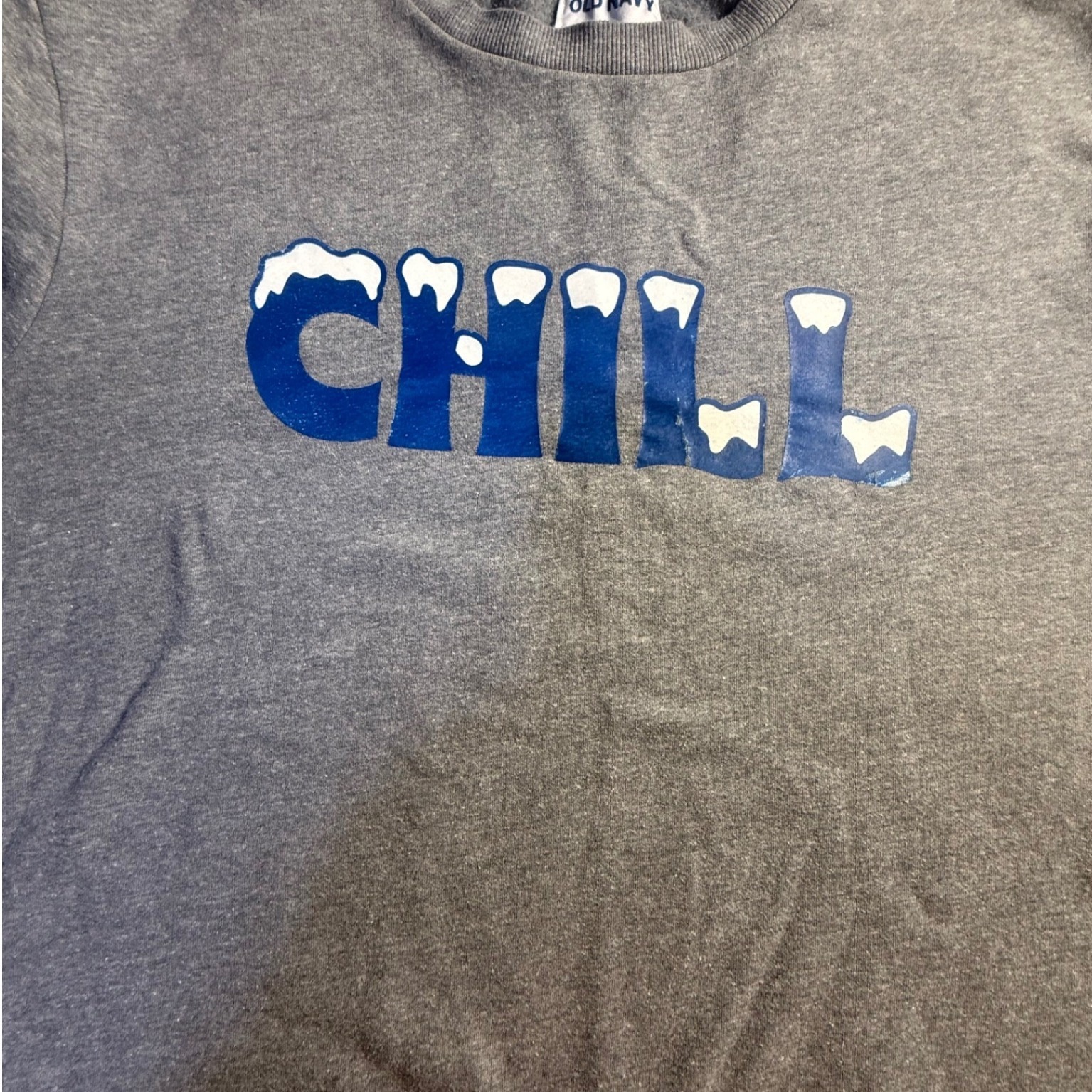 Old Navy Mens Xxl Gray Chill Graphic Snow Crewneck Sweatshirt Pullover-988